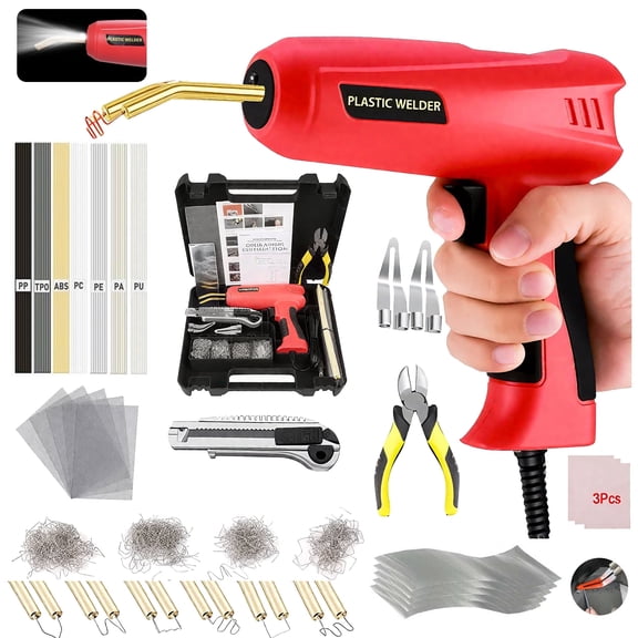 200W Plastic Welder, 2 in 1 Plastic Welding Kit Plastic Repair Welder Kit 1200PCS Hot Stapler Soldering Gun with 56PCS Plastic Rods Car Bumper Repair Kit for Most Plastic Repair