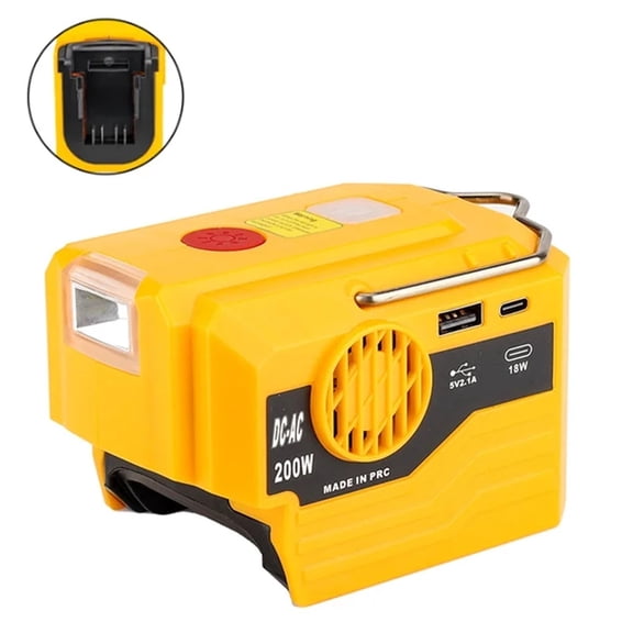 200W Portable Power Inverter Outdoor Mobile Lithium Battery Inverter with LED Light 18V 20V Li-ion Battery ,Easy to Use
