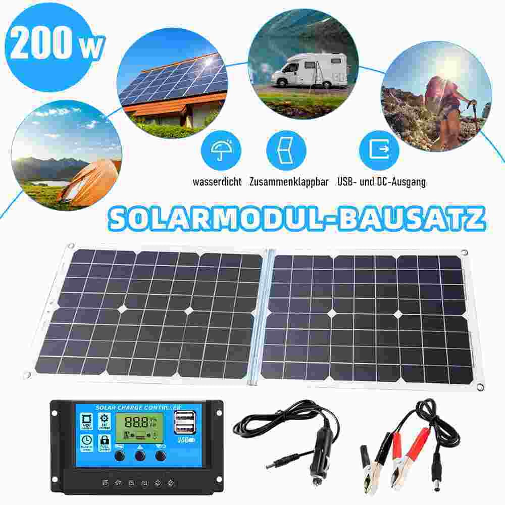 200W Portable Solar Charger 18V Foldable Portable Solar Panel Charger Kit PV Balcony Power Station