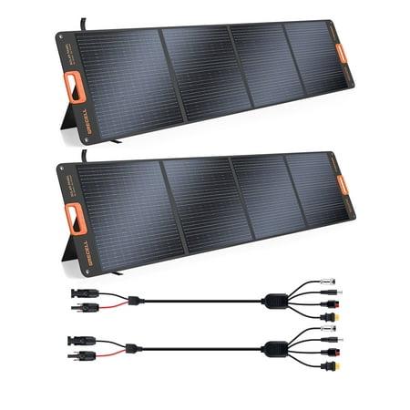 200W Portable Solar Panel Kit for Power Station Foldable Solar Charger for Camping Outdoor RV Blackout, 2 Pack