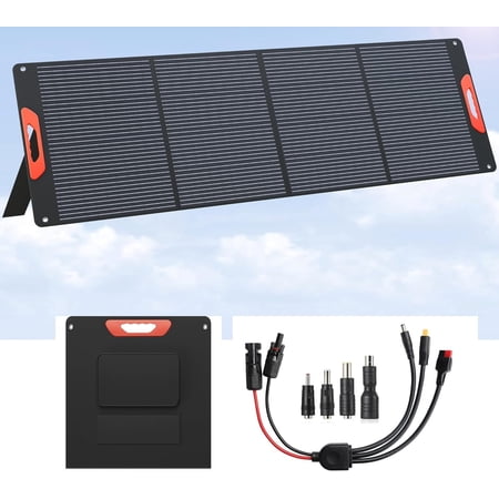 200W Portable Solar Panels for Power Station, 24% , 200 Watt Monocrystalline Foldable Solar Panel with 5V /20V DC Output, Adjustable Kickstand for Camping, Off-Grid
