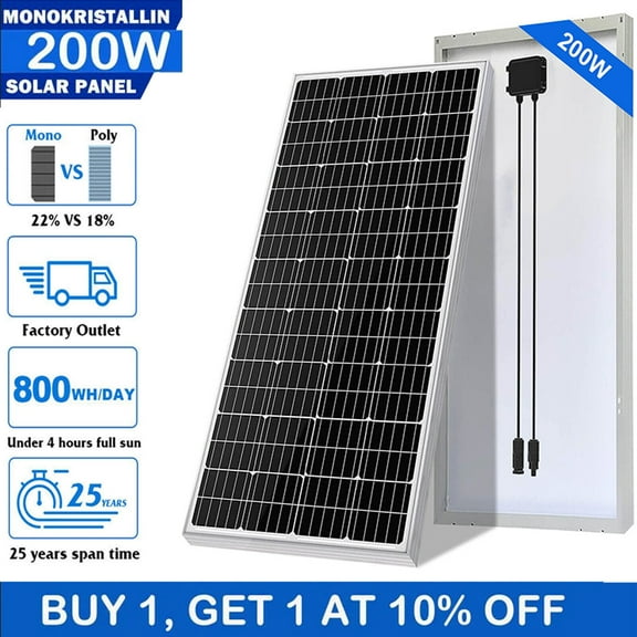 200W Solar Panel 12V Mono Off Grid Power RV Outdoor Motorhome Camping Marine Van
