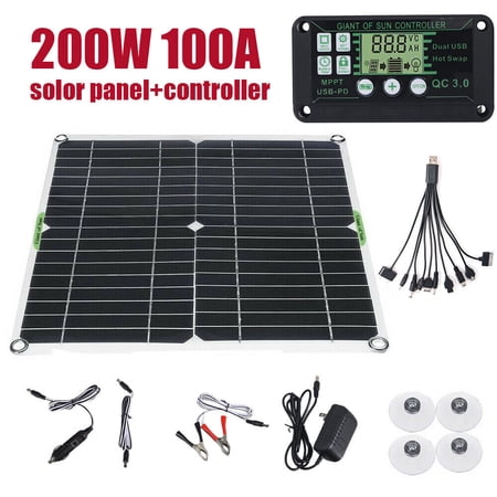 200W Solar Panel Kit 100A 12V Battery Charger Controller Caravan Boat Outdoor