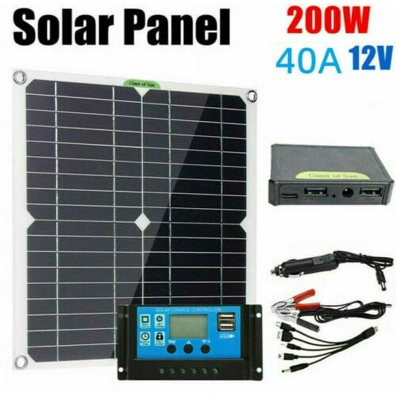200W Solar Panel Kit 12V 20/40/60/100A battery Charger Controller Caravan Boat