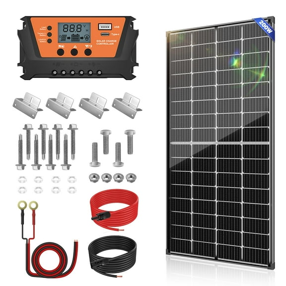 200W Solar Panel Kit 12V Solar Battery Charger Upgrade Controller Adjustable Mount Bracket For Boat Car RV Motorcycle Marine Automotive