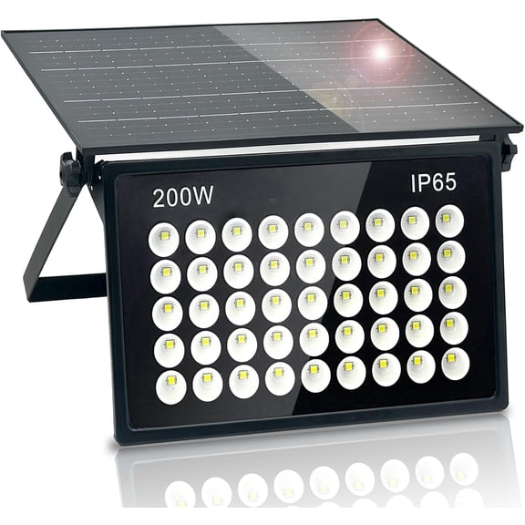 Indmird 200W Solar Powered Security Lights, Solar Lights Outdoor Waterproof, Dusk to Dawn 6500K Cool White, for Porch, Patio, Yard, Garage, Garden