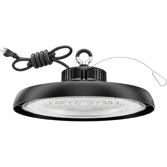 200W UFO LED High Bay Lights, Ultra Bright 30000LM 5000K Daylight High Bay LED Shop Lights for Warehouse Workshop Garage with US Plug & Safety Rope Commercial Bay Lighting - 1Pack