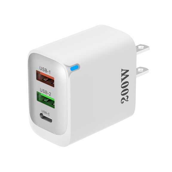 200W USB C Charger Block, 3-Port GaN USB C Charger Fast Charging Wall Plug Type C+Dual USB Port,Multiport Power Adapter