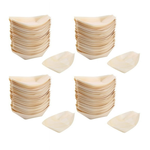 200X Finger Food - Bowls, "Boat" Biodegradable Wood 11 cm x 6.5 cm