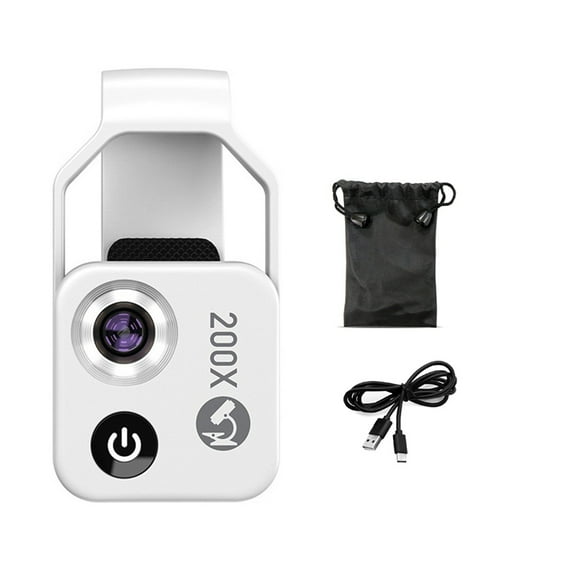 200X Magnification Microscope Lens with CPL Mobile LED Light Micro-Pocket Macro Lens for Ios Android All Smartphones A