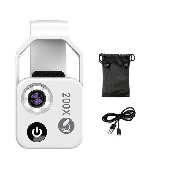 200X Magnification Microscope Lens with CPL Mobile LED Light Micro-Pocket Macro Lens for Ios Android All Smartphones A