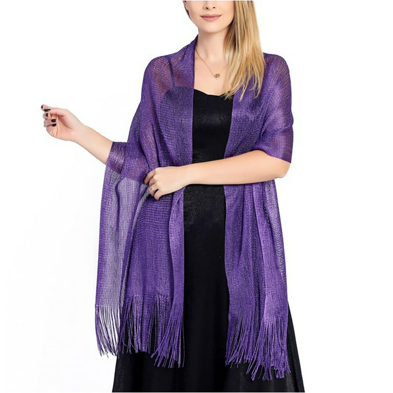 200X50CM Women Elegant Evening Dresses Sparkling Shawls,Violet