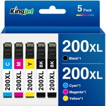 200XL Ink Cartridge for Epson 200 XL 200XL Ink Cartridge for Epson Expression XP-200 XP-300 XP-410 Workforce WF-2520 WF-2530 WF-2540 Printer (Black Cyan Magenta Yellow, 5 Pack)