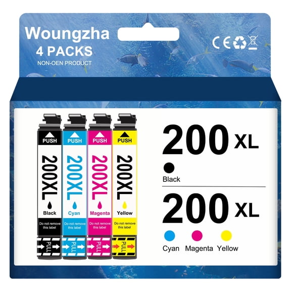 200XL Ink Cartridge for Epson ink 200 XL T200XL to use with Workforce WF-2520 WF-2530 WF-2540 Expression Home XP-200 XP-300 XP-400 XP-310 XP-410 XP-510(4-Pack)