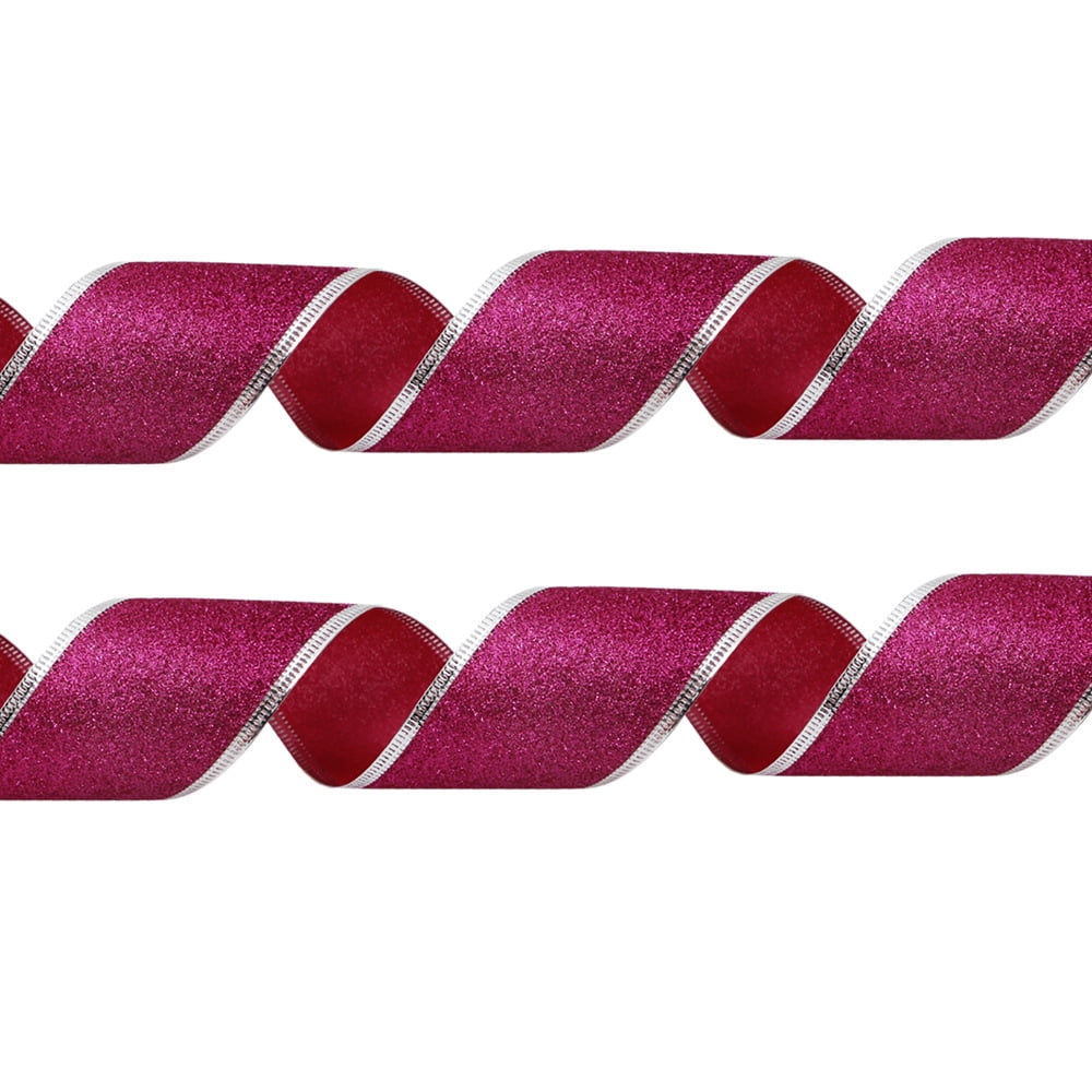 200cm*6.3cm Glitter Decorative Ribbons Red Silver Gold Ribbon With Iron Wire Christmas Decoration Ribbons for Crafts Bows