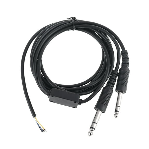 Replacement 200cm DIY Aviation Headset Durable Mono Cable Line Cord Repairing Dual-plug Aircraft Headphones Cable