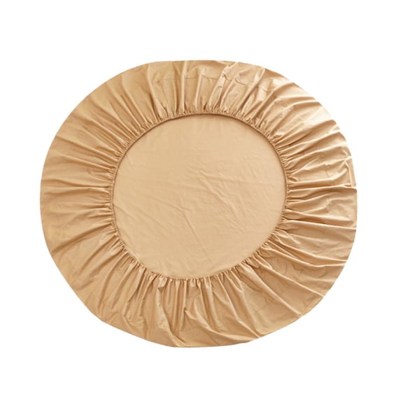 200cm Dia Round Bed Elastic Fitted Sheet Cover 16 Colors Available - Camel