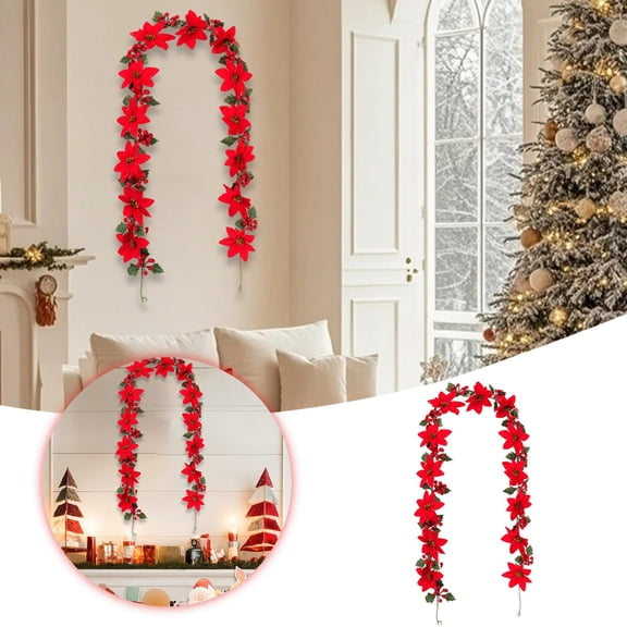 200cm Red PPC Enhanced Density Vine Leaves for Indoor Outdoor Home Garden Wall Wedding Party