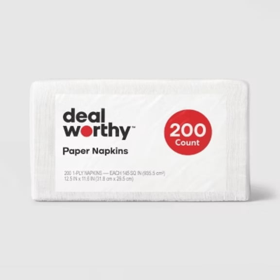200ct 1-Ply Disposable Napkins -