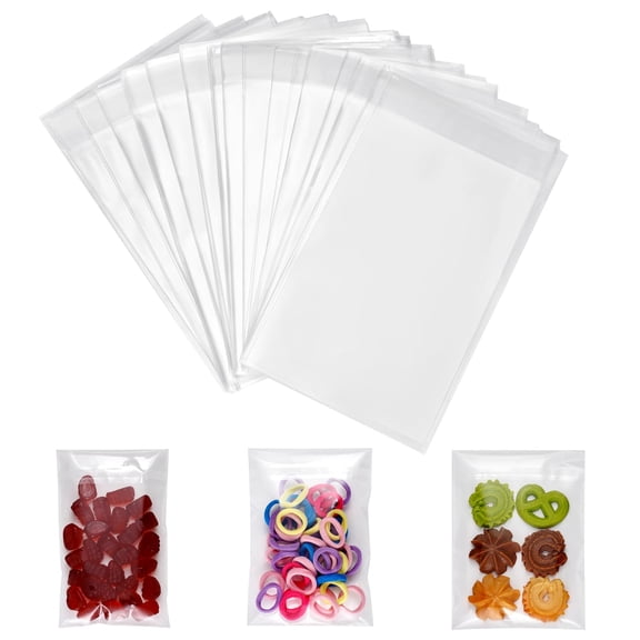 200ct Clear Plastic Bags 4x6-1.4 mils Thick Self Sealing OPP Cello Bags for Bakery Cookies Goodies Favor Decorative Wrappers (4'' x 6'')