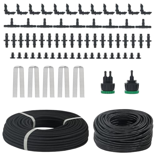 200ft 1/4'' Soaker Hose Tubing kit for Drip Irrigation with 100ft Drip Irrigation Tubing 102pcs Irrigation Fittings for Drip Water System Raised Garden Bed Greenhouse Patio Lawn$$Garden & Patio