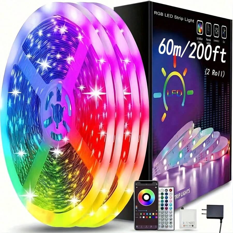 200ft 60m Led Strip Lights, Smart Strip Lights With App Control And