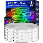 200ft Outdoor LED Strip Lights Waterproof,IP68 Outside Led Light Strips with App and Remote,Music Sync RGB Exterior Rope Self Adhesive Back for Eaves Deck,Balcony,Pool