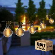 200ft Outdoor String Lights,30W E12 G40 with 100 Edison Vintage Bulbs,Waterproof Connectable Hanging Lights for Backyard,Porch,Balcony,Party,100'