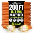 thumbnail image 1 of 200ft Outdoor/Indoor Extension Cord 16/3 Gauge Heavy Duty 3 Prong SJTW, Waterproof, Flexible Cold-Resistant Long Power Cord,6A 125V 875W, Orange by LifeSupplyUSA, 1 of 10