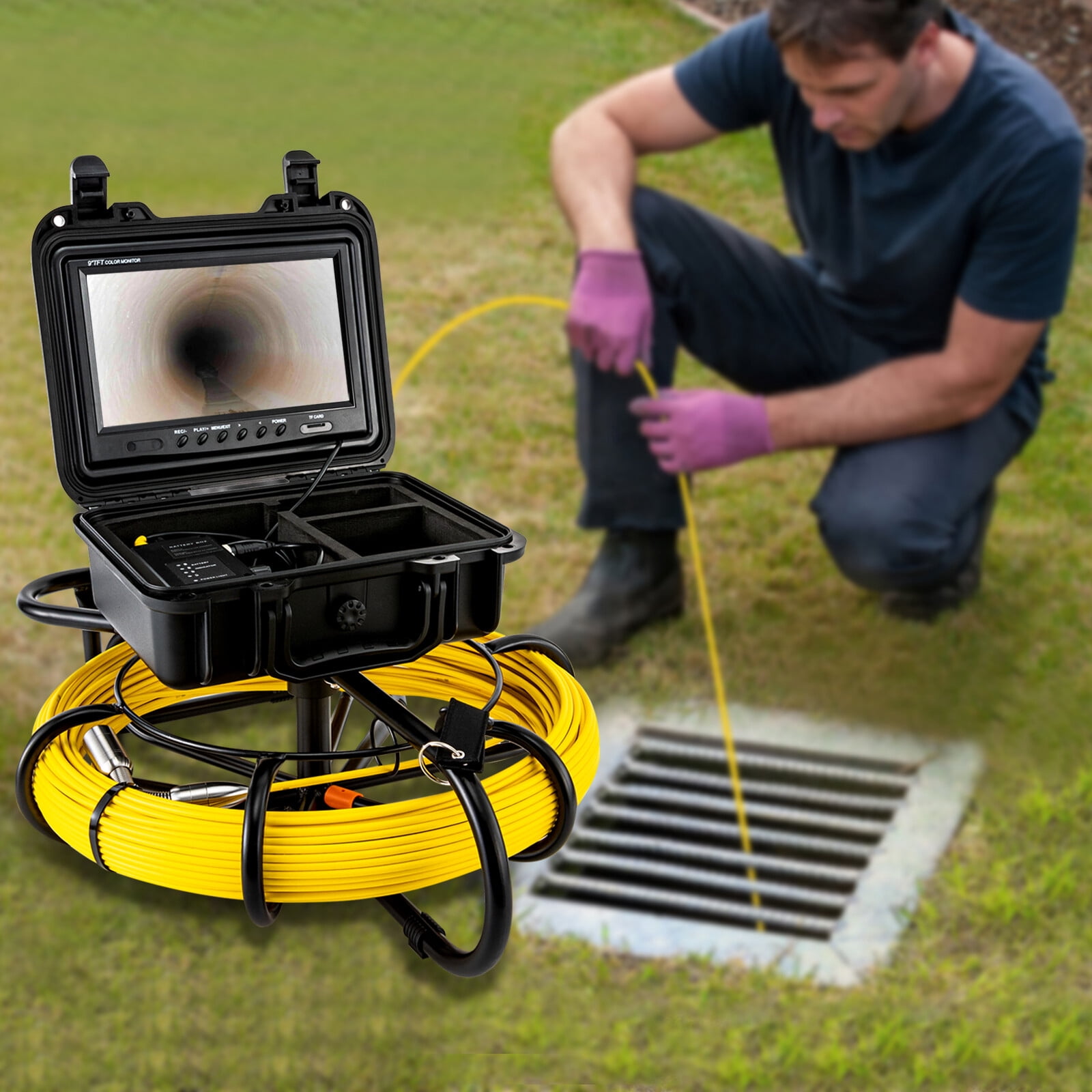 200ft Sewer Main Inspection Pipeline Inspection Camera 1200TVL Video Scope 12V for Wilderness Expeditions