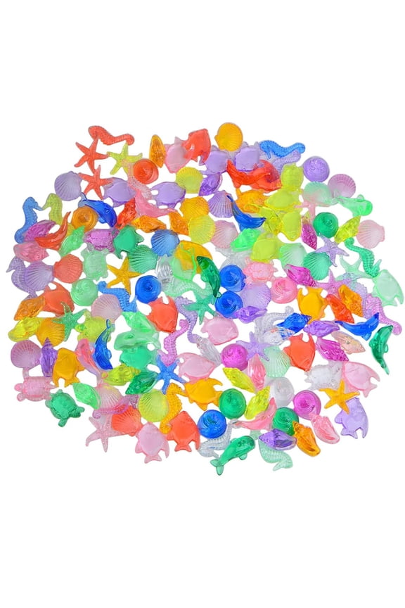 200g(About 200pcs) Mini Acrylic Ocean Animals Starfish Ornaments Plastic for Crafting Fish Tank Potted Micro Fairy Garden Dollhouse