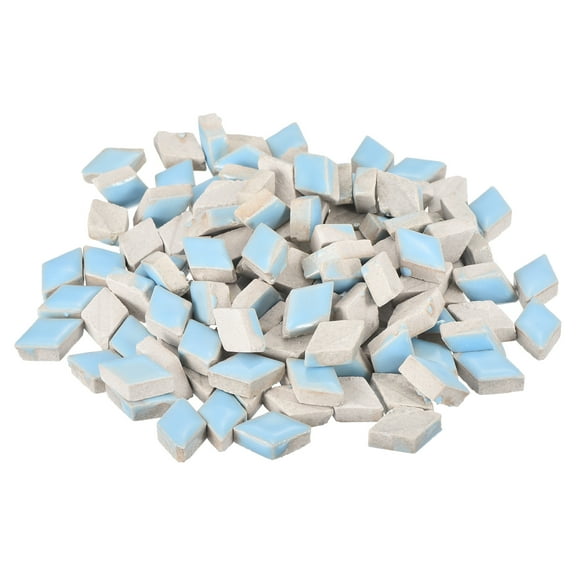 200g Ceramic Mosaic Tiles for Crafts Bulk, Rhombic Light Blue Ceramic Tiles for Mosaic Kits