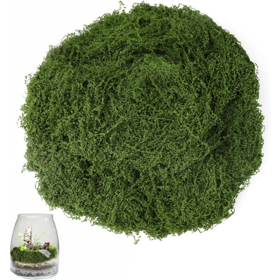 200g Fake Moss Dark Green and Light Green Artificial Moss for Arts and Crafts Planters Model Making Festivals DIY-Dark Green