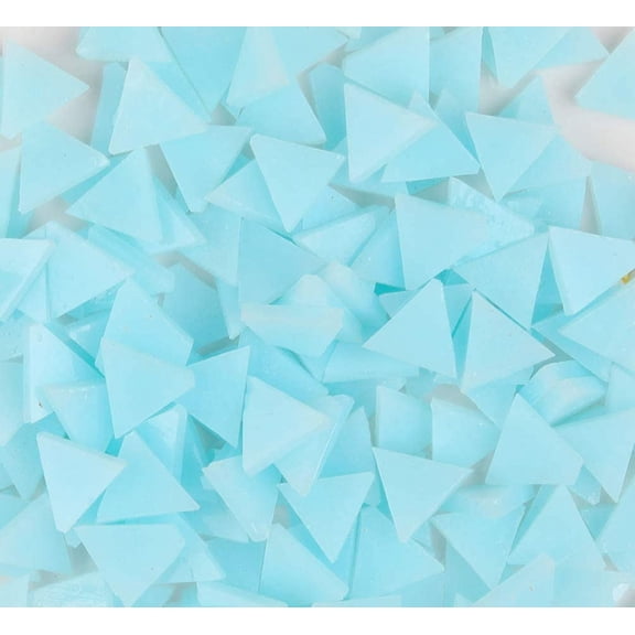 200g Mixed Color Crystal Mosaic Tiles, Triangle 0.6x0.6 inch Mosaic Tiles Stained Glass for Art Crafts DIY Children Puzzle Handmade Materials Home Decor - Water Blue