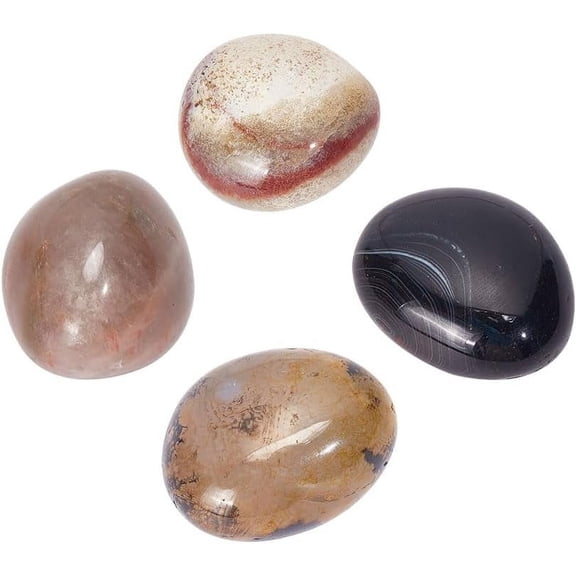 200g Natural Sardonyx Agate Stone Natural Gemstone Palm Stone Thumb Worry Stone Tumbled Stone for Home Display Decoration Reiki Multi-color