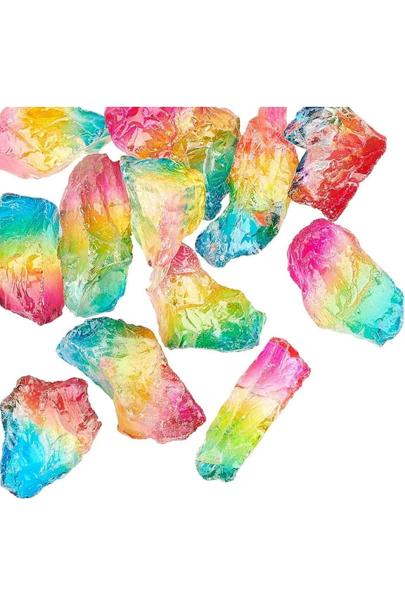 200g Rainbow Titanium Coated Rough Crystal Point Raw Rock Quartz Cluster Specimen Stones No Hole Dyed Tourmaline Plating Natural Quartz Crystal Beads