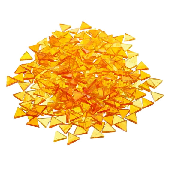 Uxcell 200g Stained Glass Mosaic Triangle 0.55'' Orange Glass Mosaic Tiles Bulk for Craft Handmade Project