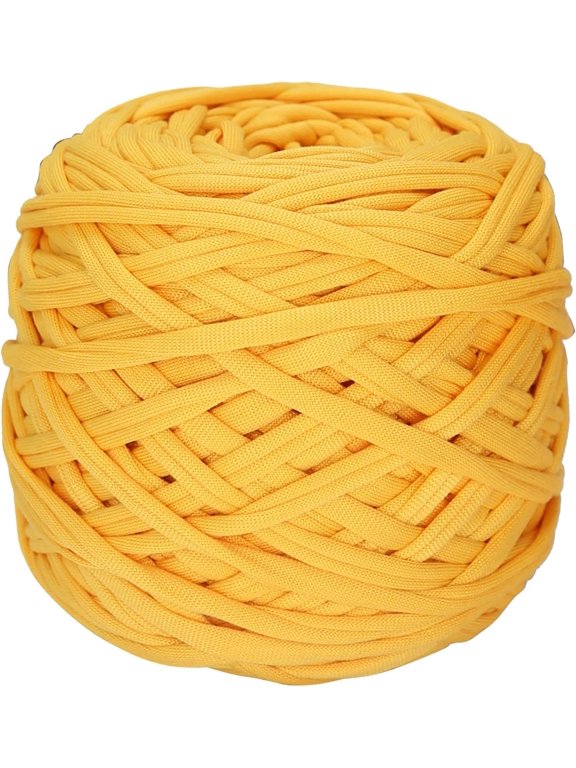 200g T-Shirt Yarn Elastic Fabric Crochet Cloth Yarn for DIY Knitting, Spaghetti Yarn Thick Knitting Yarn for Hand DIY Bag Basket Cushion Crocheting Projects,Home Decor(Yellow)