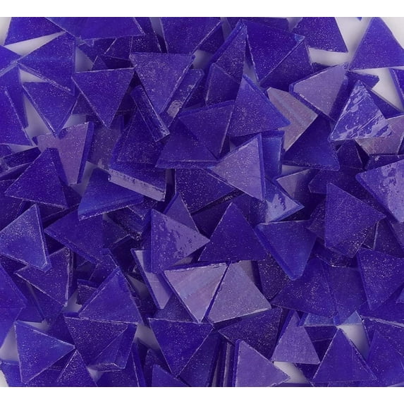 200g Triangle 0.6x0.6 inch Glass Mosaic Tiles Mosaic Tiles Stained Glass for Crafts, Colorful Stained Glass Pieces for Mosaic Projects - Royal Blue