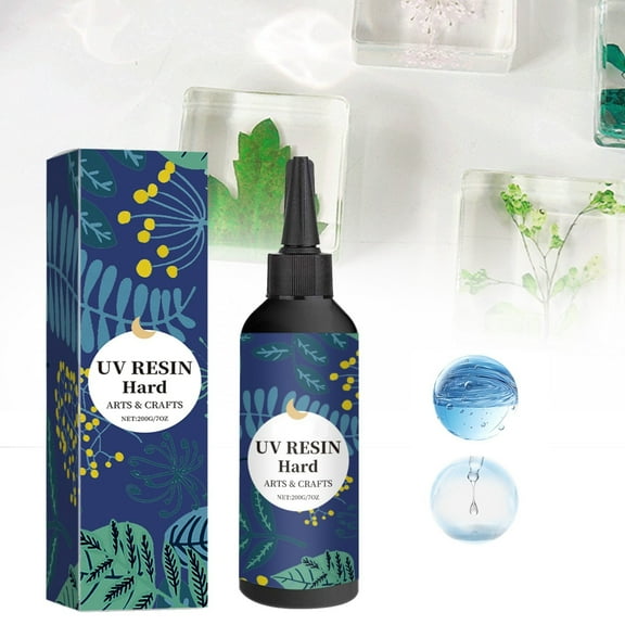 200g UV Resin-Crystal Clear Ultraviolet Curing UV Resin for DIY Jewelry Making, Craft Decoration, Hard Transparent Glue Solar Cure Sunlight Activated Resin for Casting & Coating