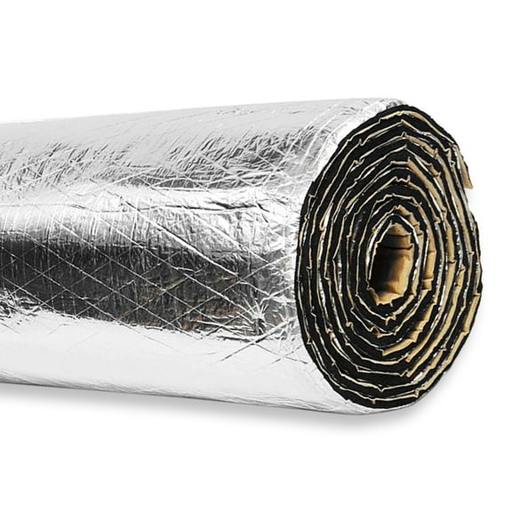 200mil 36.16 Sqft Car Sound Deadener Deadening Mat Automotive Heat Shield Insulation Mat Aluminum Foil Finsh PE Foam Dampening Material with Self Adhesive for Car Hood Trim Roof Door and Trunk