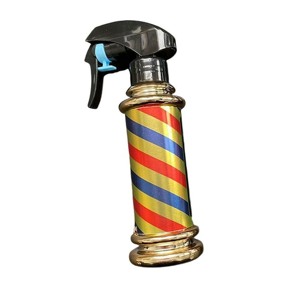 200ml Barber Spray Bottle Vintage Stripes Large Capacity Empty Easy to Use Durable Mist Spray Bottle for Home Barber Hair Stylist Studio Golden