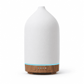 200 mL Ceramic Essential Oil Diffuser with Wood Grain Base, Ultrasonic Mist, 7-Color LED Light, Timer and Auto Shut-Off for Bedroom and Home