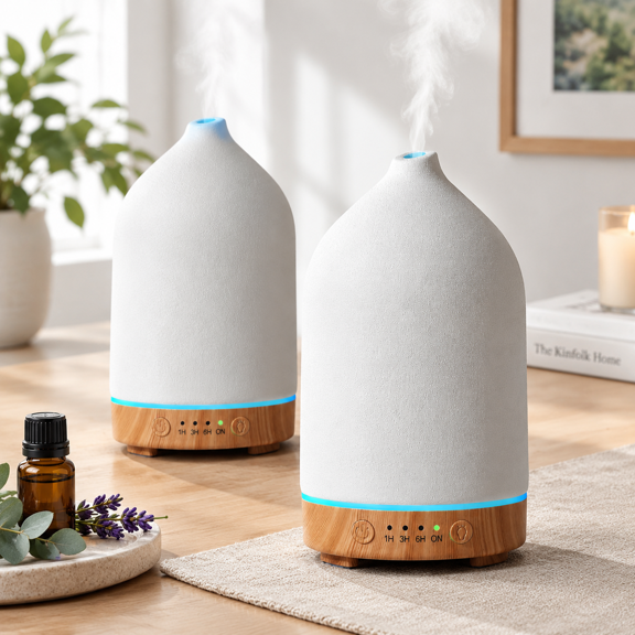 200ml Ceramic Oil Diffuser For Home Stone 2 Pack