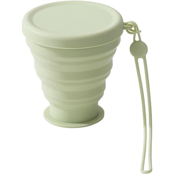 200ml Portable Silicone Folding Water Cup Heat Resistant Telescopic Collapsible Foldable Mug with Lid for Travel (Green)6PCS