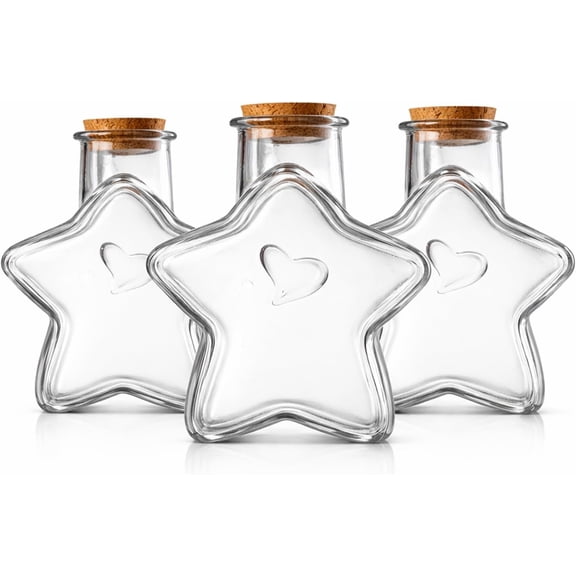 200ml Star-Shaped Glass Jar with Cork Lid Decorative Clear Glass Bottles Home Decoration Containers for Candy, Crafts, DIY Gifts, Message Notes, Wedding Party Favors