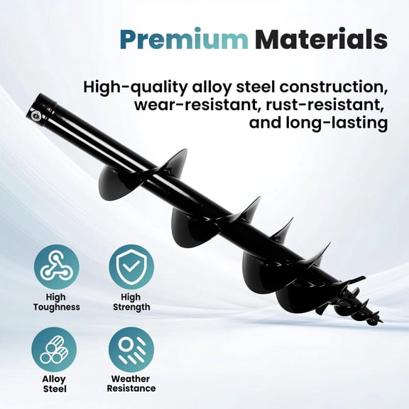 200mm Borehole Auger for Mini Excavator, 34 Inch Alloy Steel Drill Rod No Disassembly Required, 8 Inch Mini Excavator Auger Bit, Hydraulic Attachment for 0.8-2T Digger