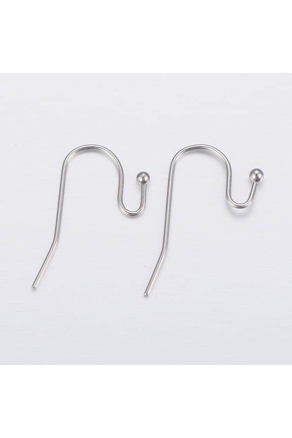 200pc 304 Stainless Steel Earring Hooks Ear Wire Stainless Steel Color 21x12x2mm 21 Gauge Pin: 0.7mm