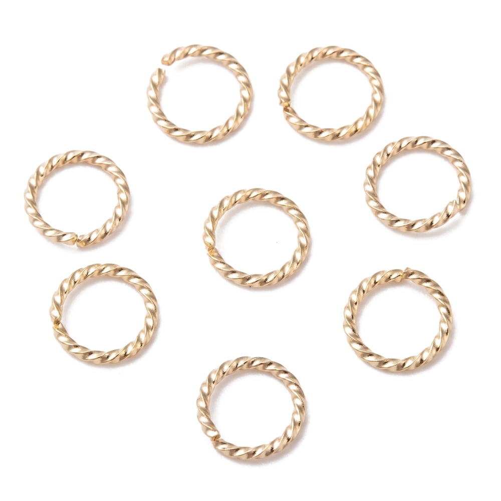 200pc 304 Stainless Steel Jump Rings Open Jump Rings Twisted Real 24k Gold Plated 18 Gauge 8x1mm Inner Diameter: 6mm