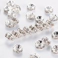 thumbnail image 1 of 200pc Brass Rhinestone Spacer Beads Grade AAA Straight Flange Nickel Free Silver Color Plated Rondelle Crystal 5x2.5mm Hole: 1mm Silver, 1 of 1